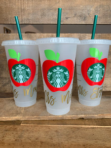 Teacher Themed Starbucks Personalized Tumbler - Reusable